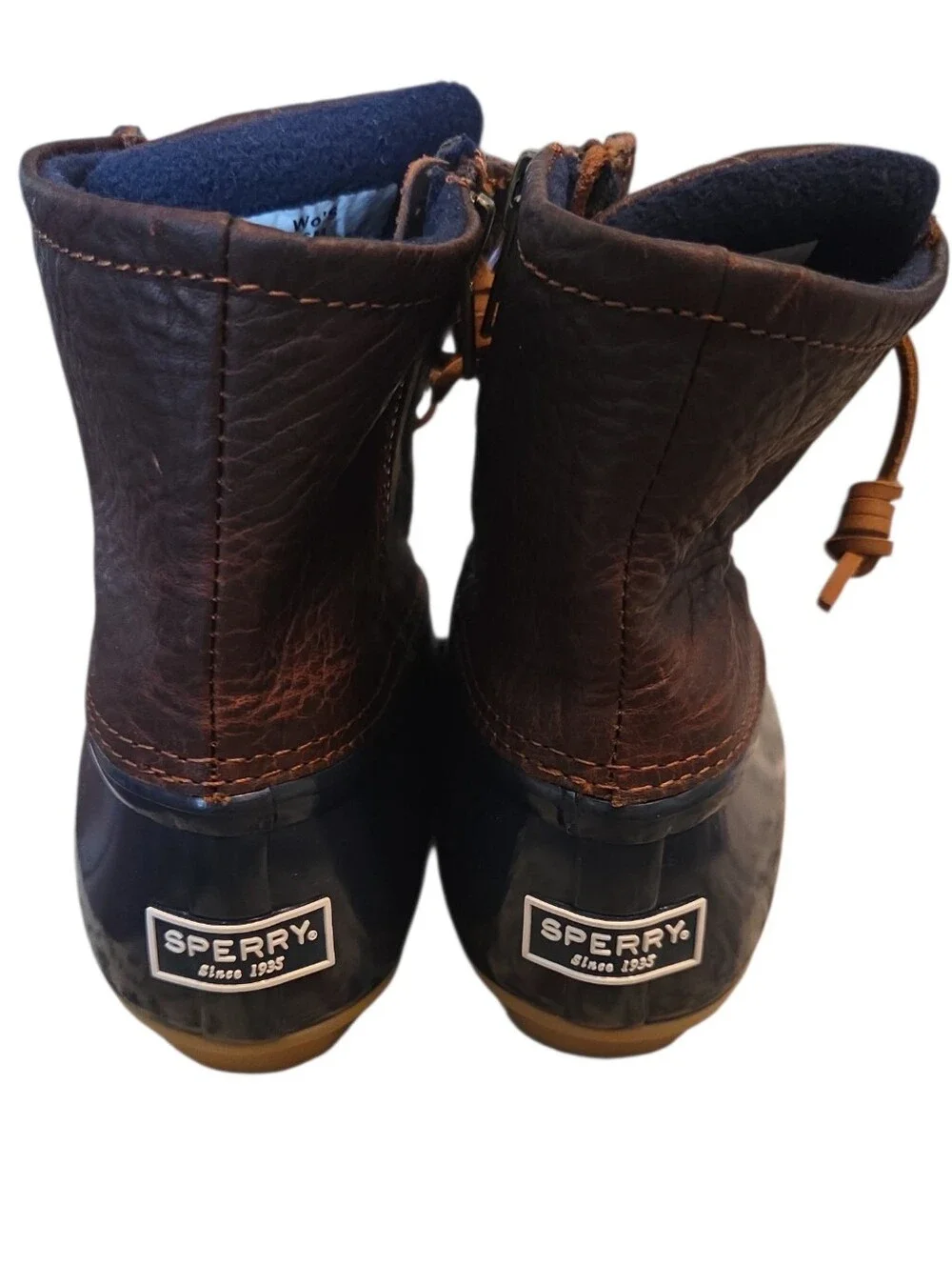 New Without Tags! Sperry Navy and Brown Saltwater Waterproof Duck Boot Size 6